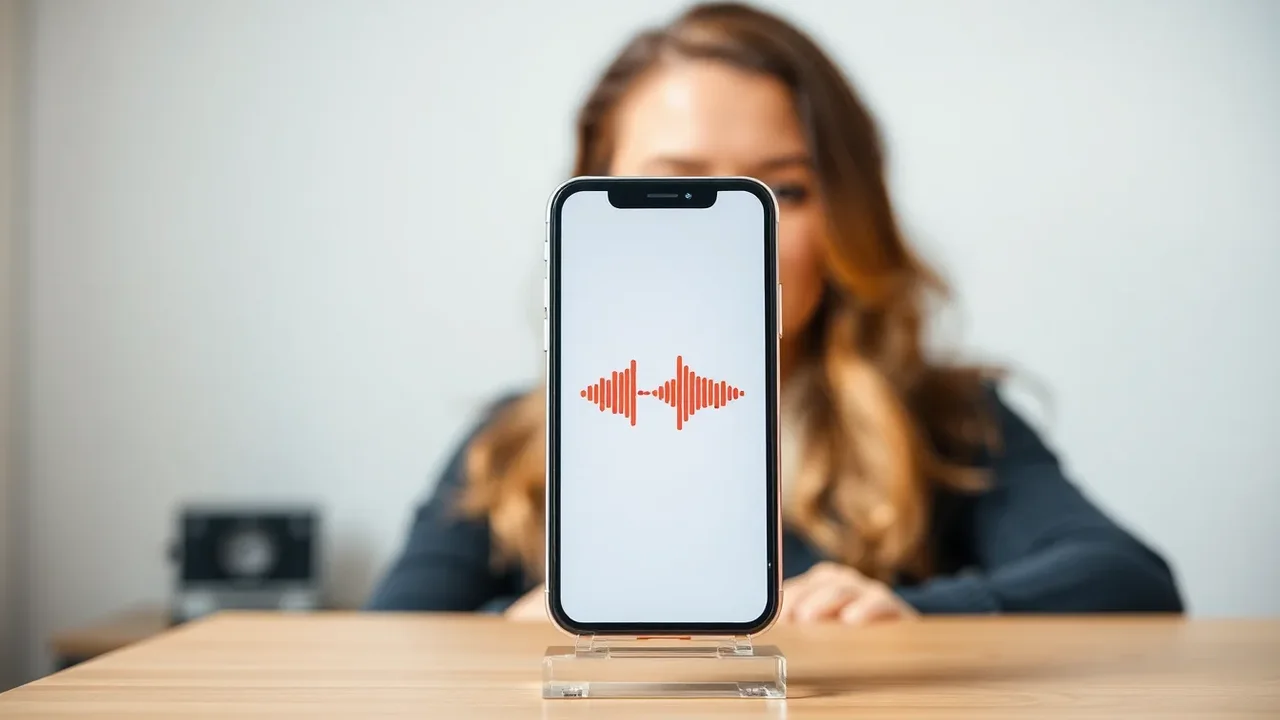 Europeisk kvinna testar medieljudet från en iPhone-högtalare