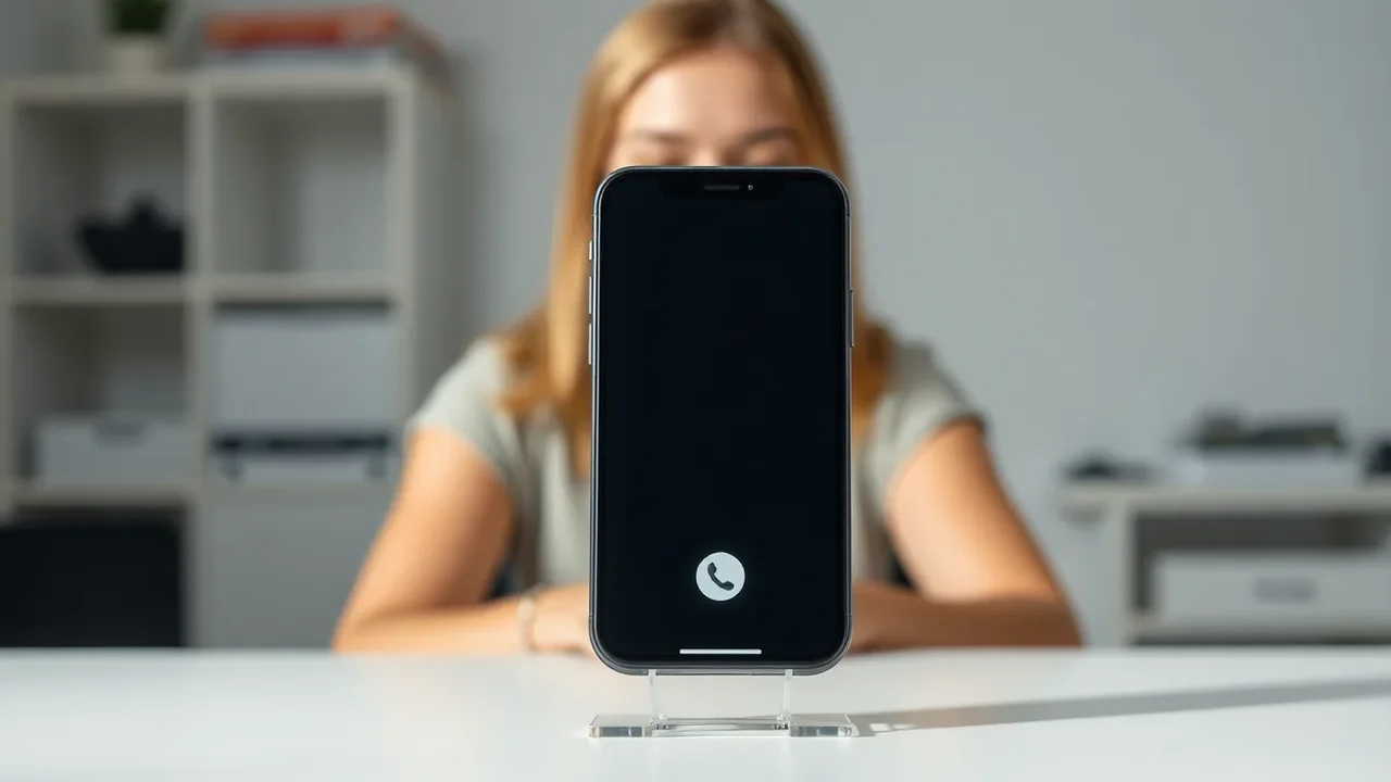 Europeisk kvinna testar samtalsljudet från en iPhone