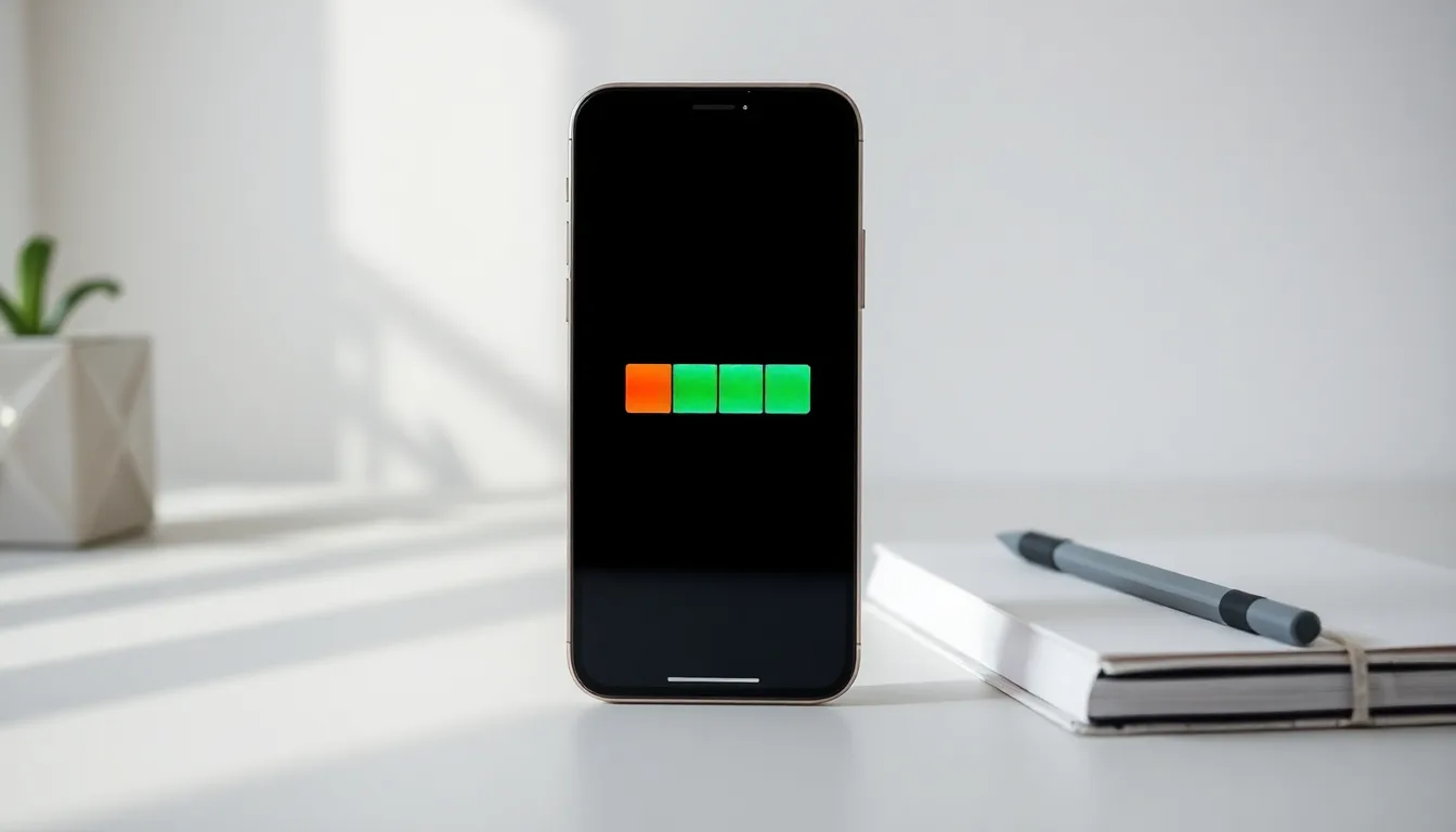 iPhone med enkel färgad mätare för batterihälsa