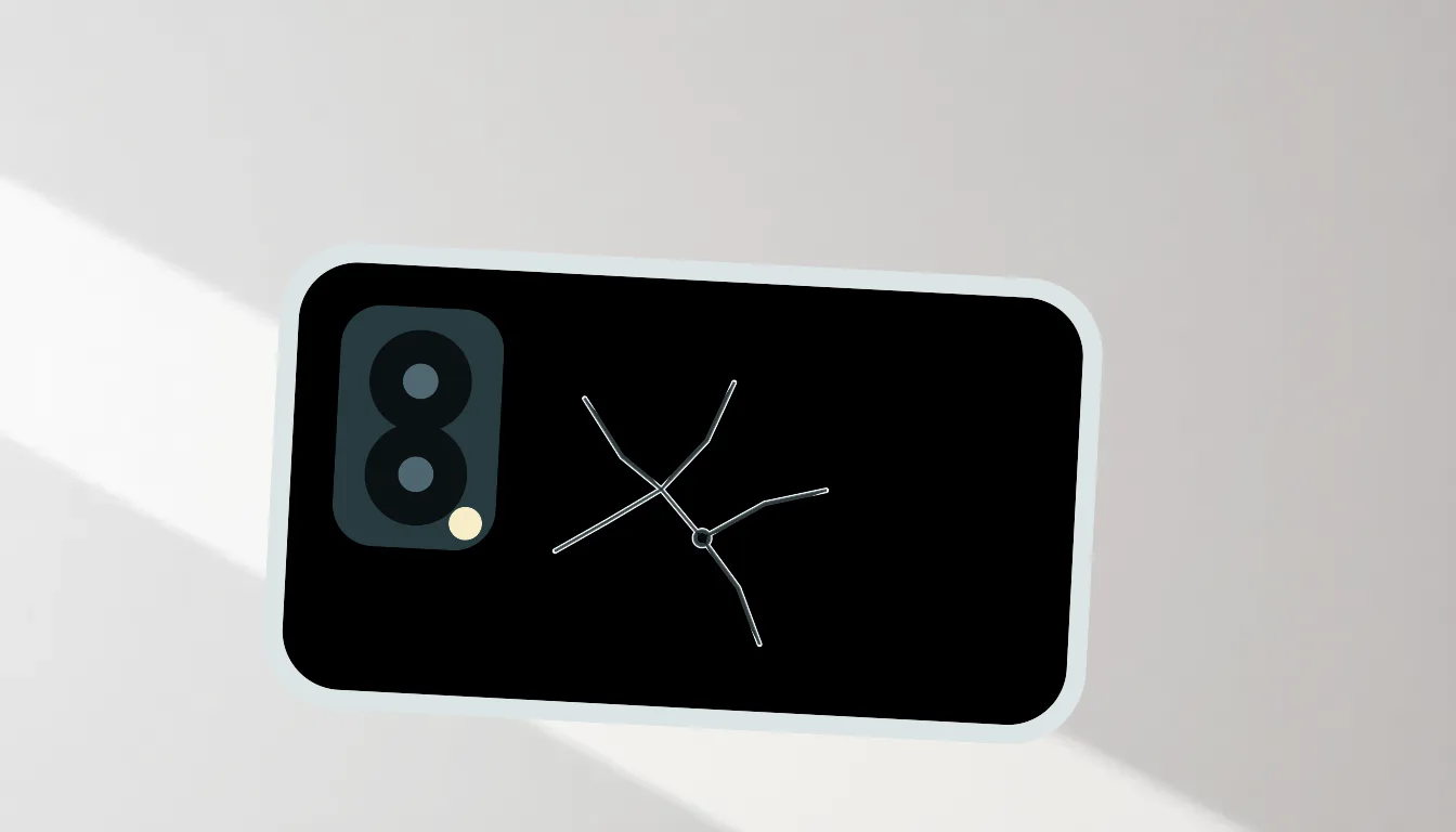 Illustrerad iPhone-baksida med sprucket glas för säker första kontroll