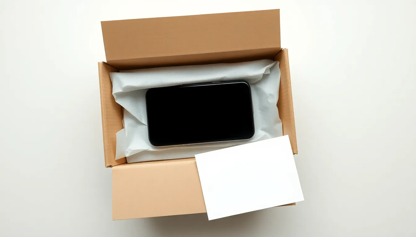 Avstängd iPhone säkert packad för inskick till batteribyte