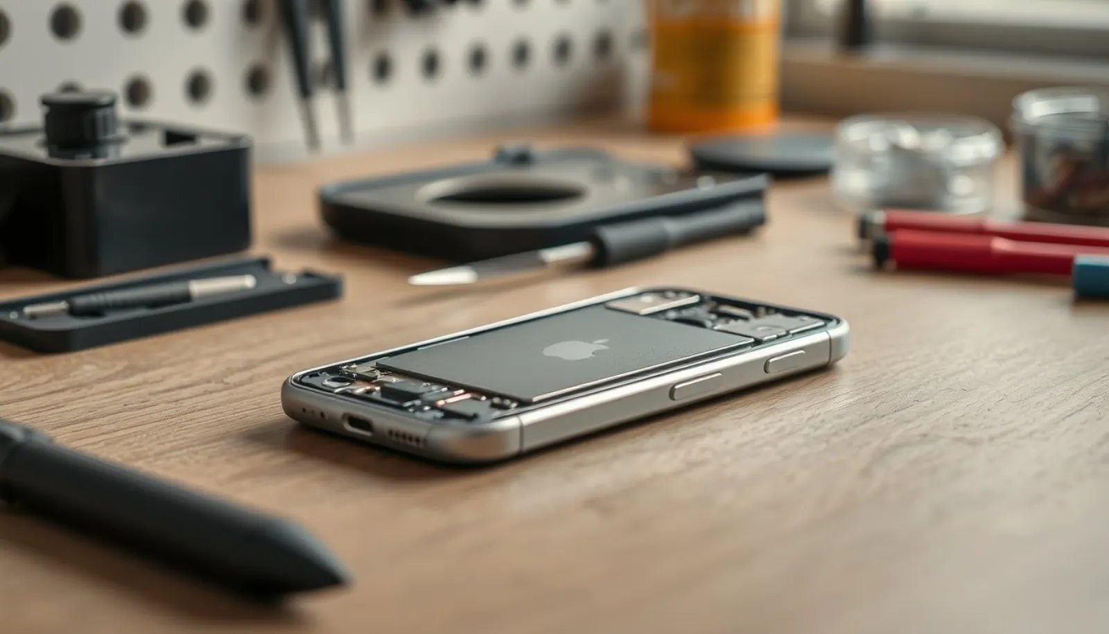 Sprucken iPhone-baksida och trådlös laddning