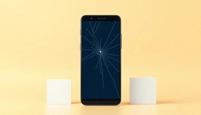 iPhone 11 Pro Max med tydligt sprucken skärm inför jämförelse av skärmbyte