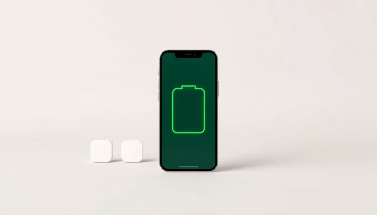 iPhone 12 mini med batterisymbol och två tomma jämförelsekort