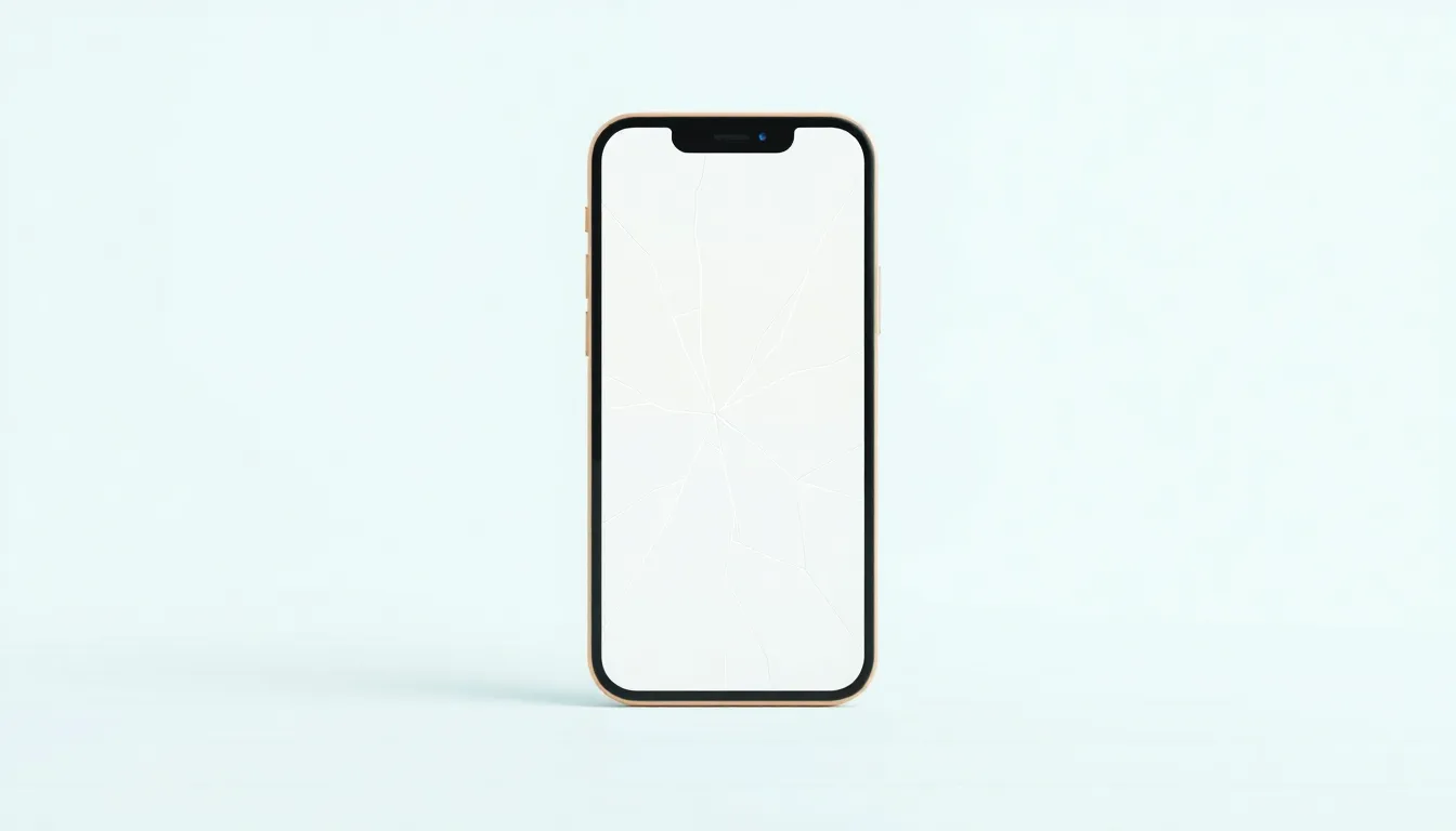 iPhone 12 mini med sprucken skärm inför jämförelse av skärmbytespris