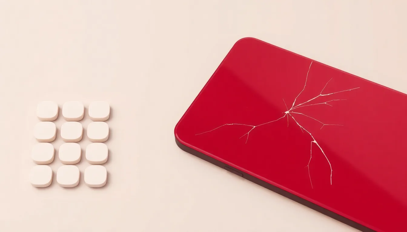 Illustration av sprucket baksidesglas på iPhone 13
