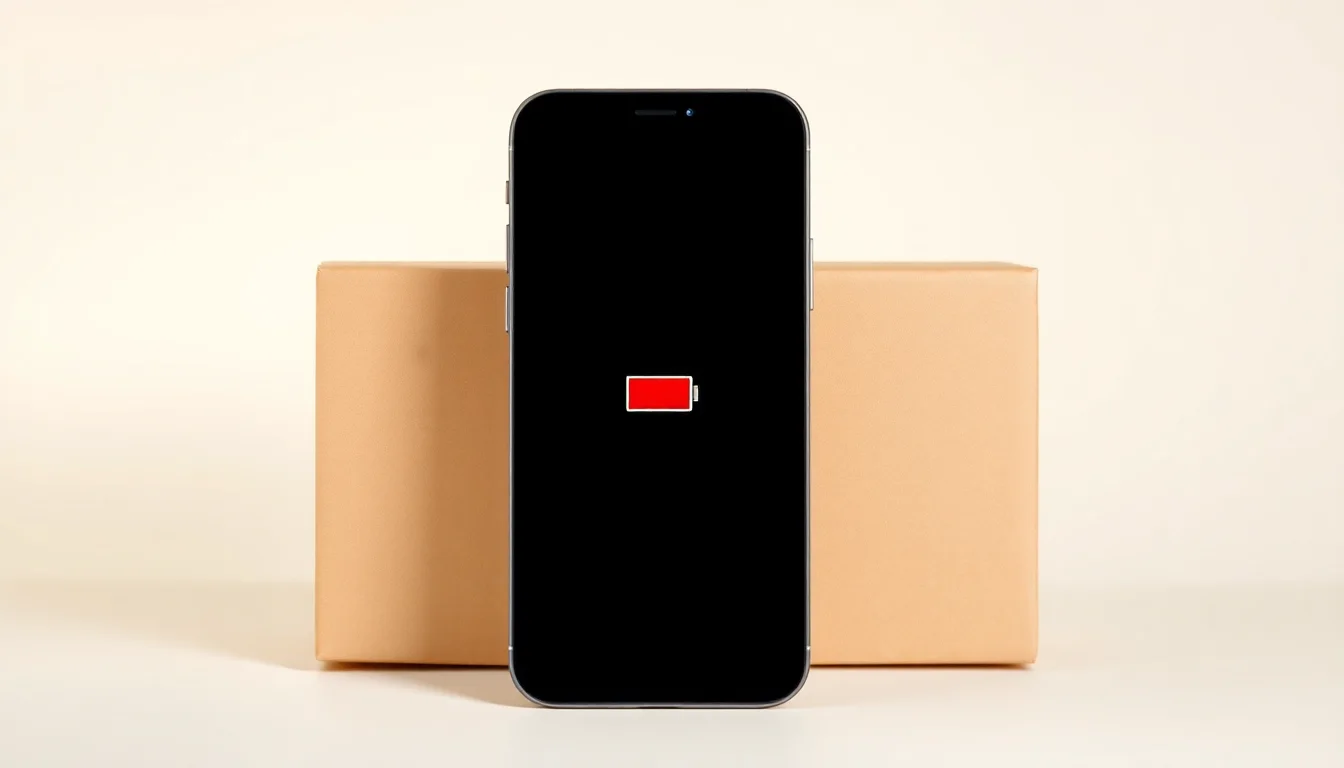 iPhone 14 med låg batterinivå inför inskick för batteribyte