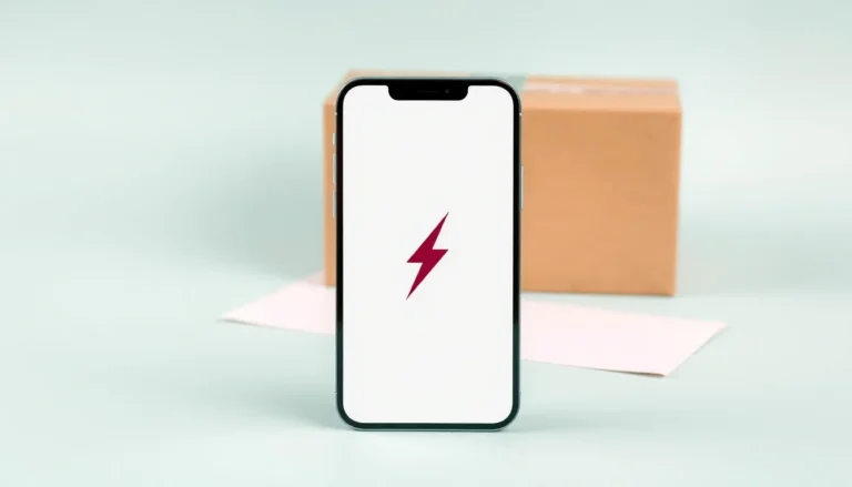 iPhone 13 Pro med laddningssymbol framför emballage för inskick
