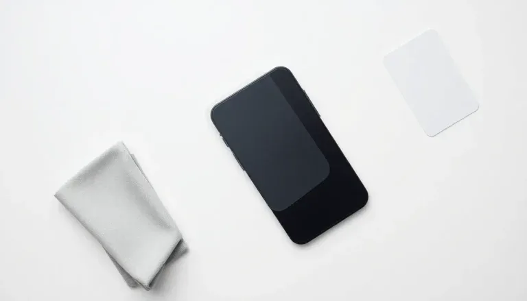 Skärmskydd linjerat ovanpå en rengjord iPhone-skärm