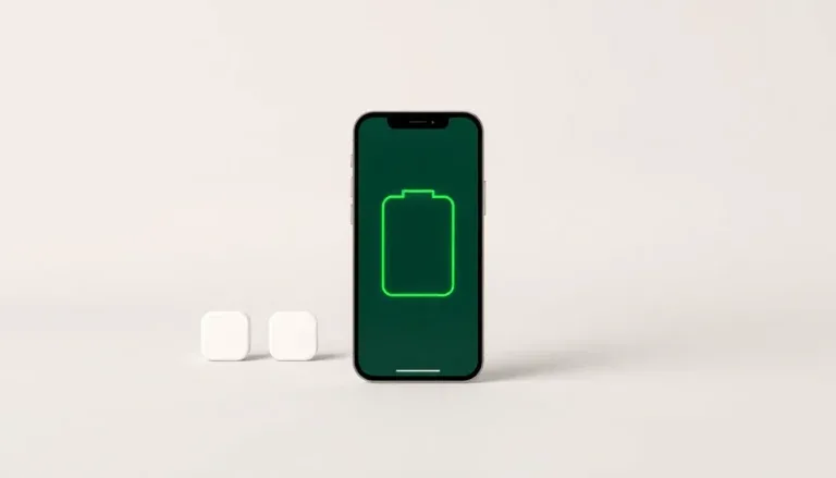 iPhone 12 mini med batterisymbol och två tomma jämförelsekort
